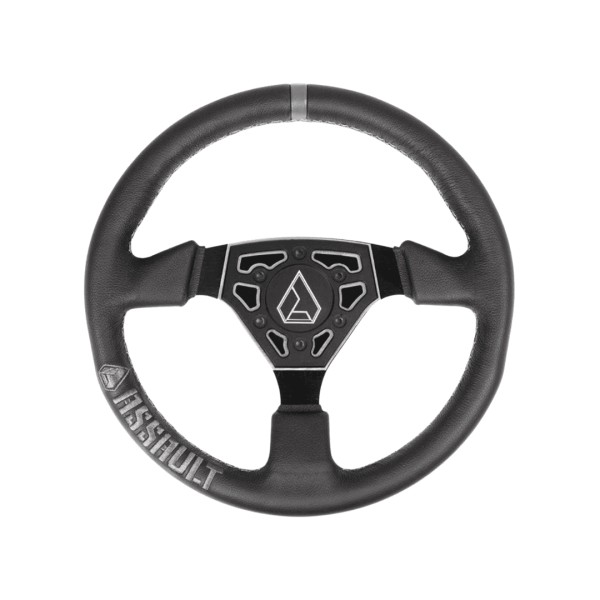 Volante de piel negro/gris circular universal ASSAULT