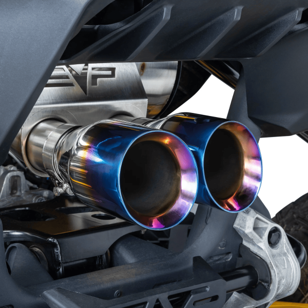 Silenciadores racing dynamic doble salida Maverick R (puntas azules.) EVOLUTION - Imagen 2