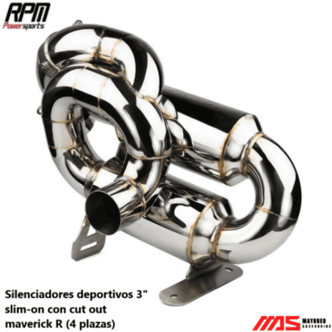 Silenciadores deportivos 3" slim-on con cut out maverick R (4 plazas) RPM